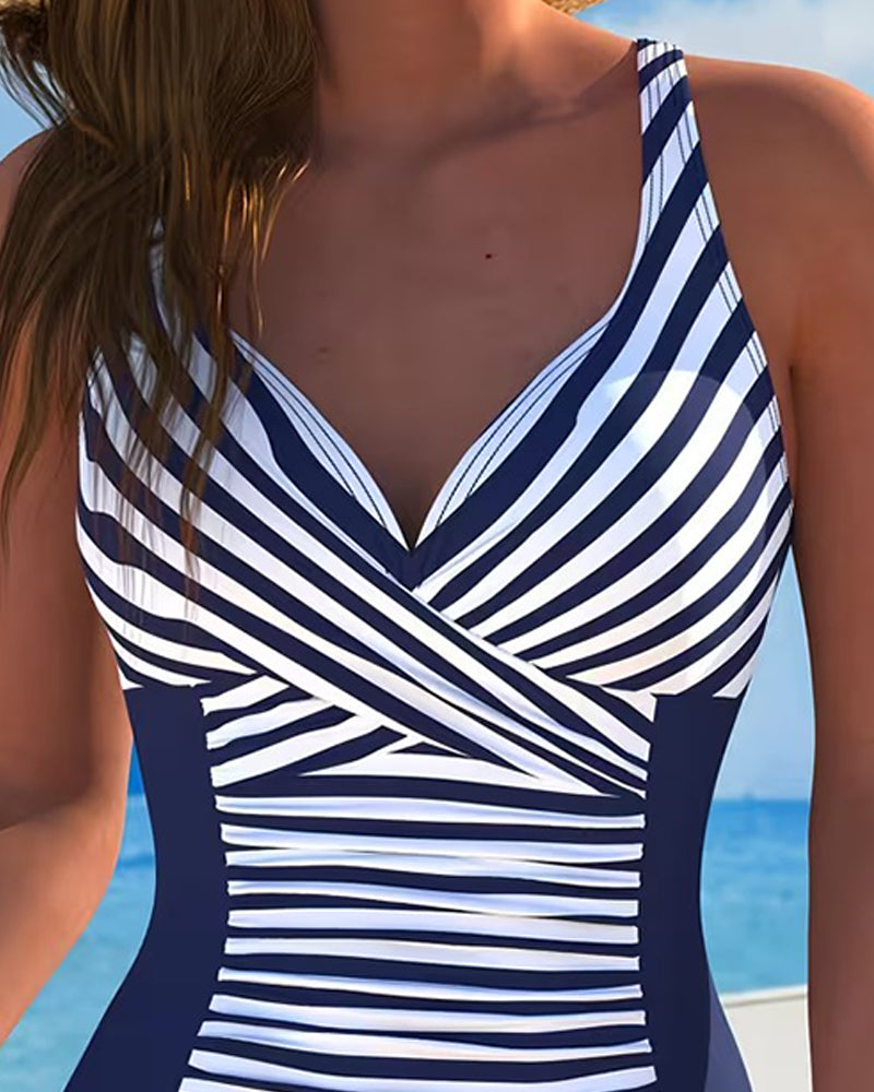 Aurora | Costume Intero a Righe Colorblock