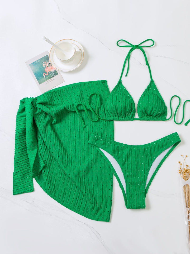Bikini Malibu - Top Triangolo e Slip con Gonna (3 Pezzi)