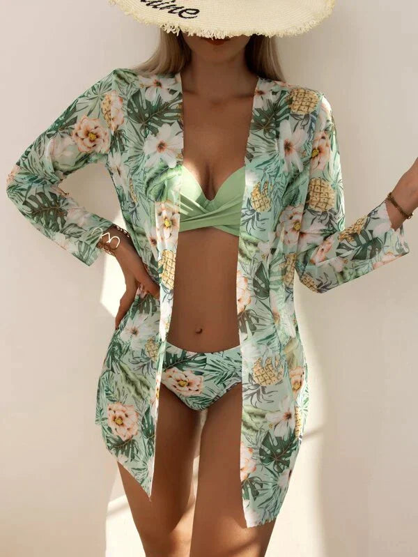Bikini Floreale 3 in 1 - Top Slip e Camicia