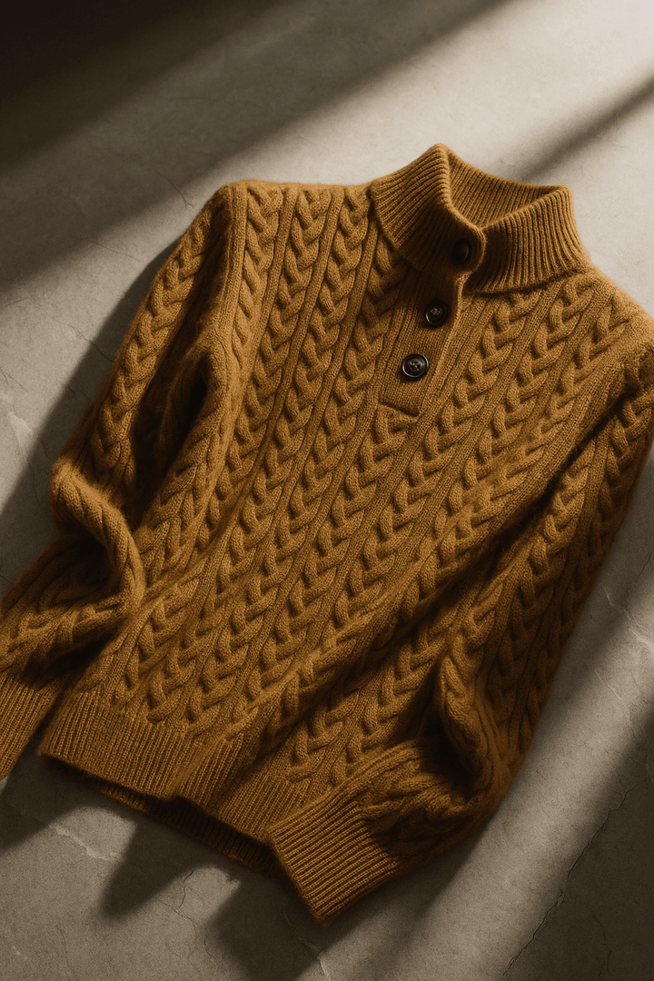 Carla | Maglione in Maglia Intrecciata con Bottoni