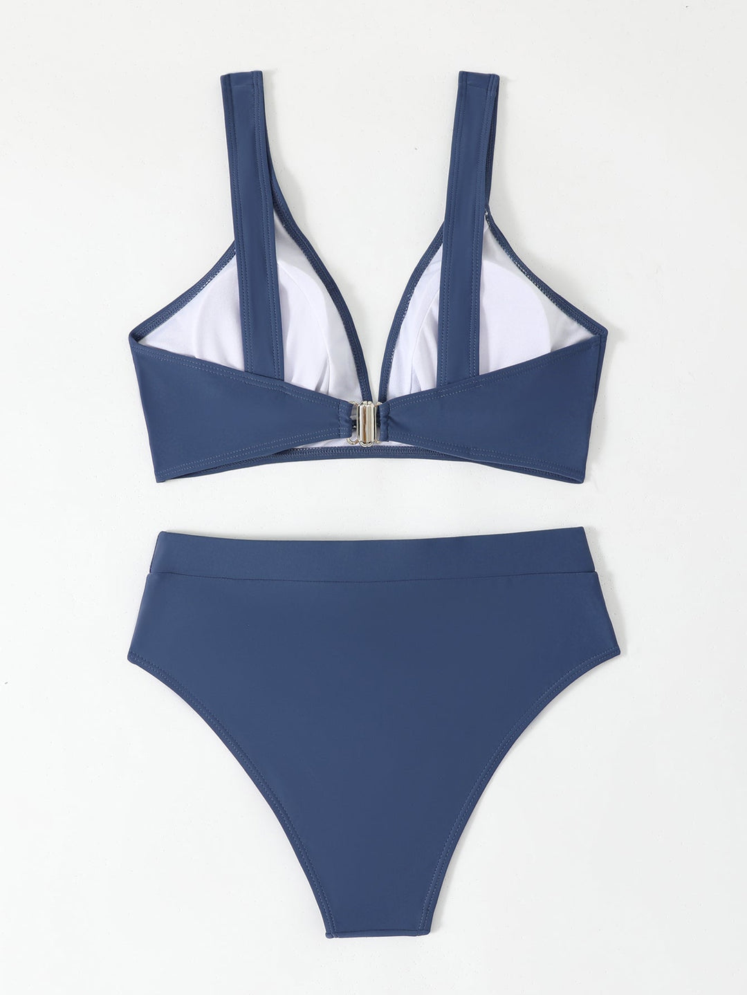 Bikini Due Pezzi Donna Vita Alta – Top Scollo a V Profondo con Spalline Larghe