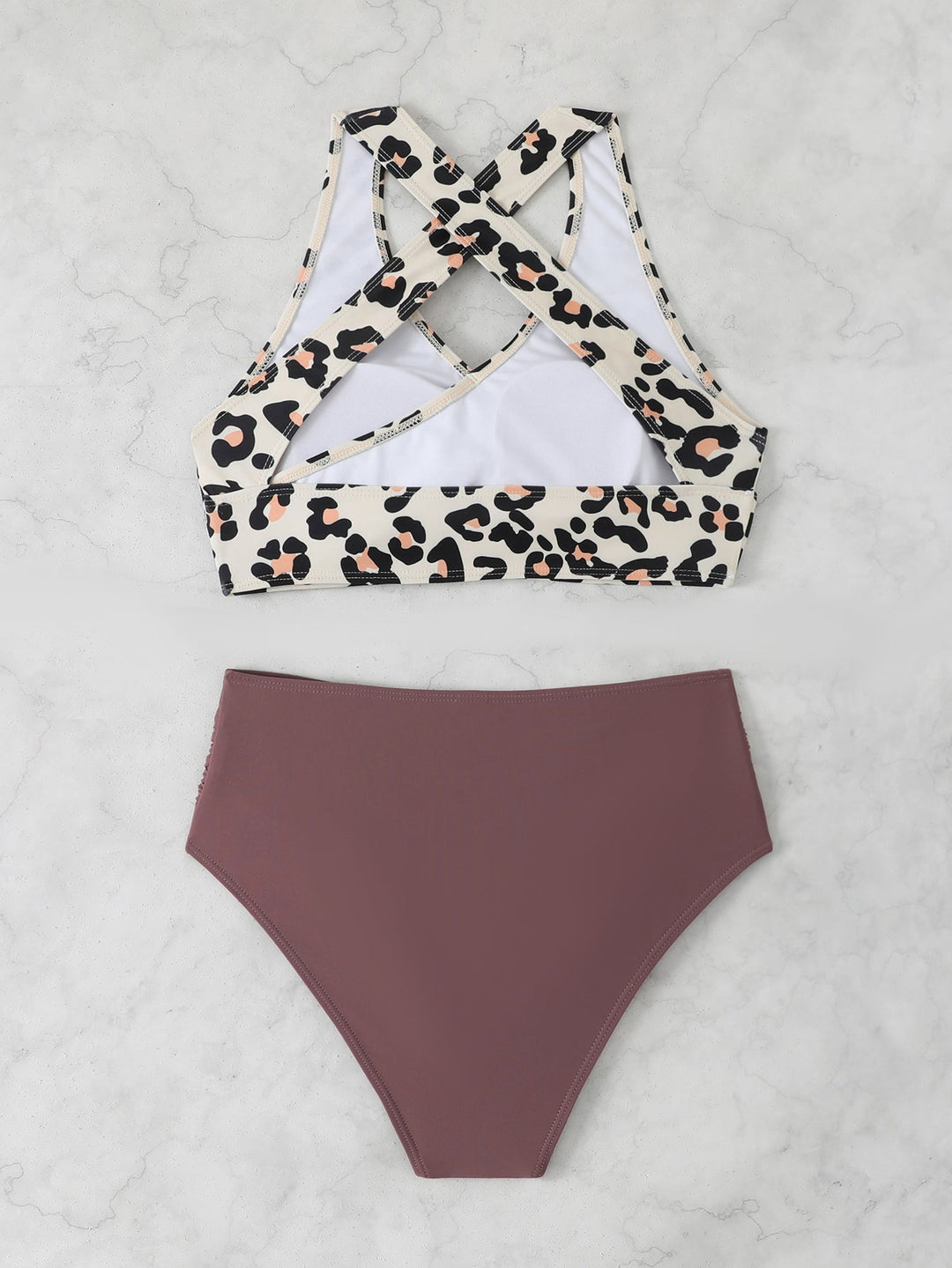 Bikini Due Pezzi Vita Alta Donna – Top Halter Volant e Slip Contenitivo Modellante