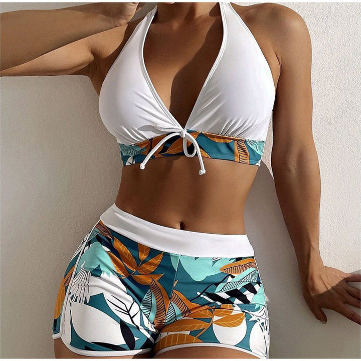 Bikini Sanremo - Top Halter e Shorts Vita Alta Tropicale