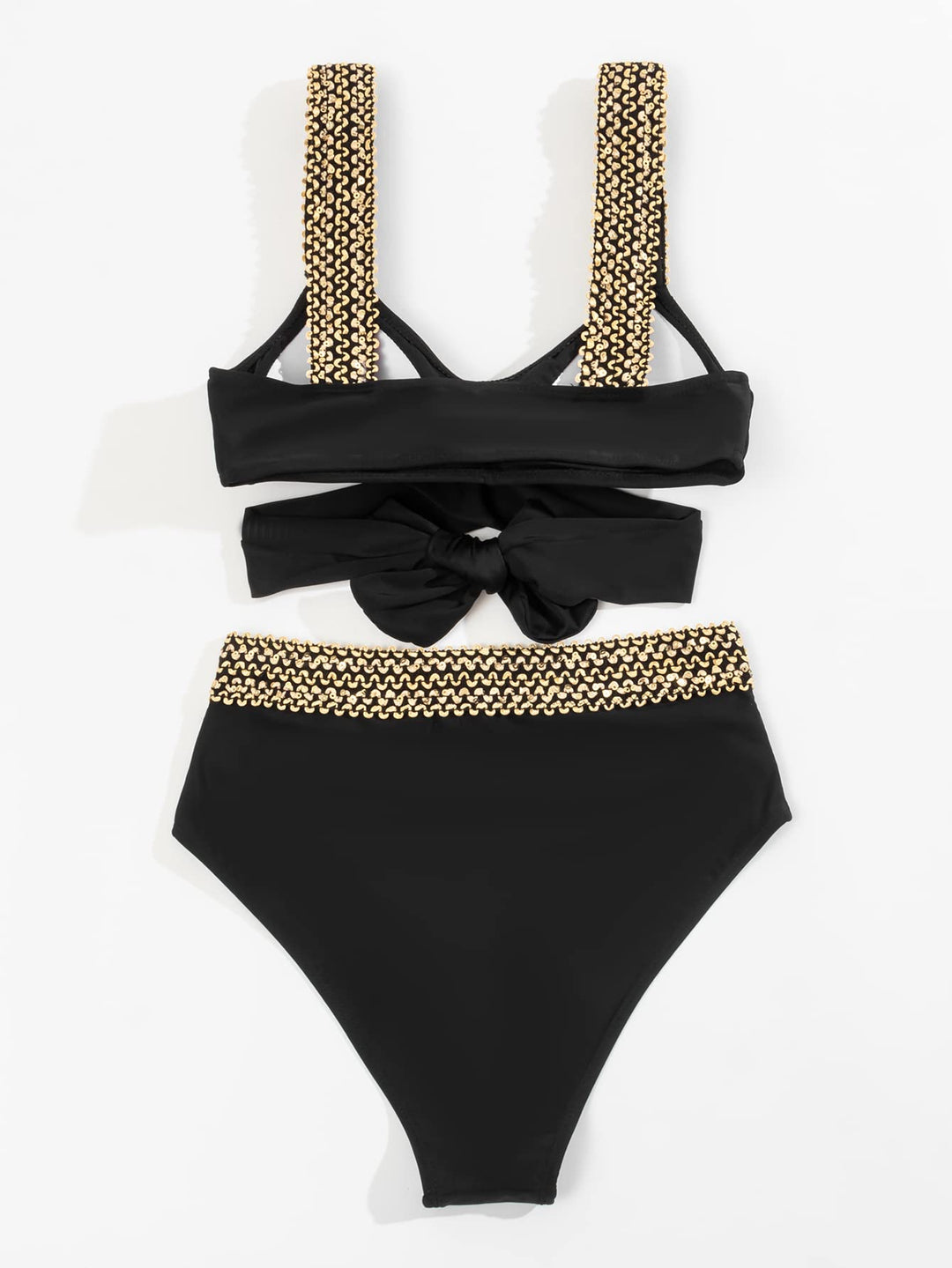 Completo Bikini a Vita Alta con Dettagli Dorati