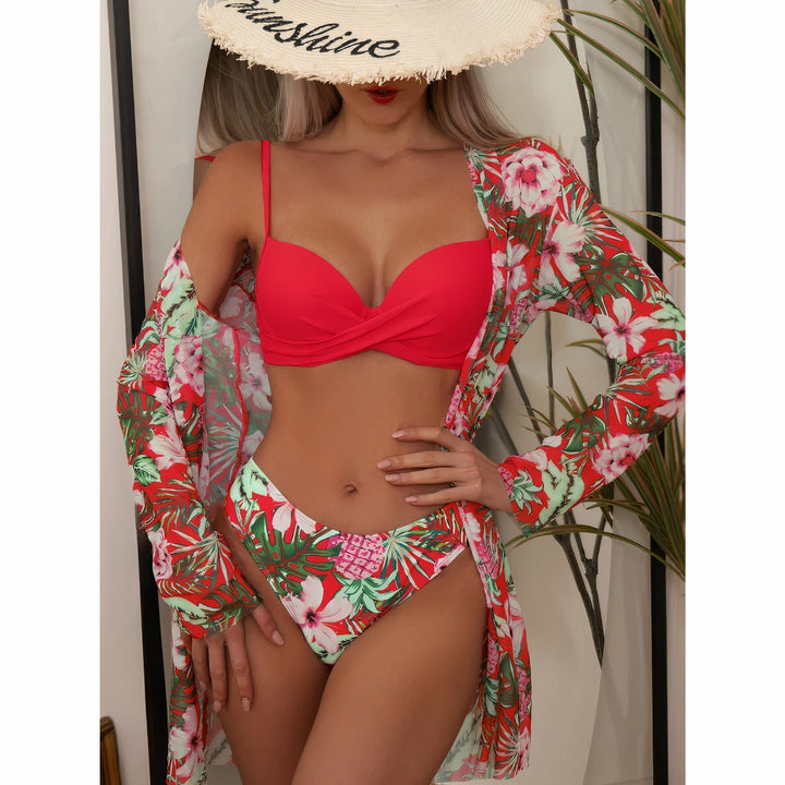 Bikini Floreale 3 in 1 - Top Slip e Camicia
