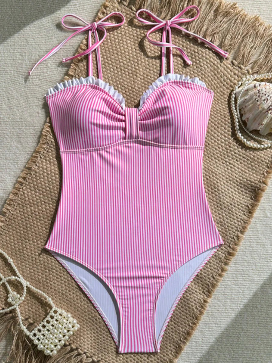 Elena | Costume Intero Modellante a Righe